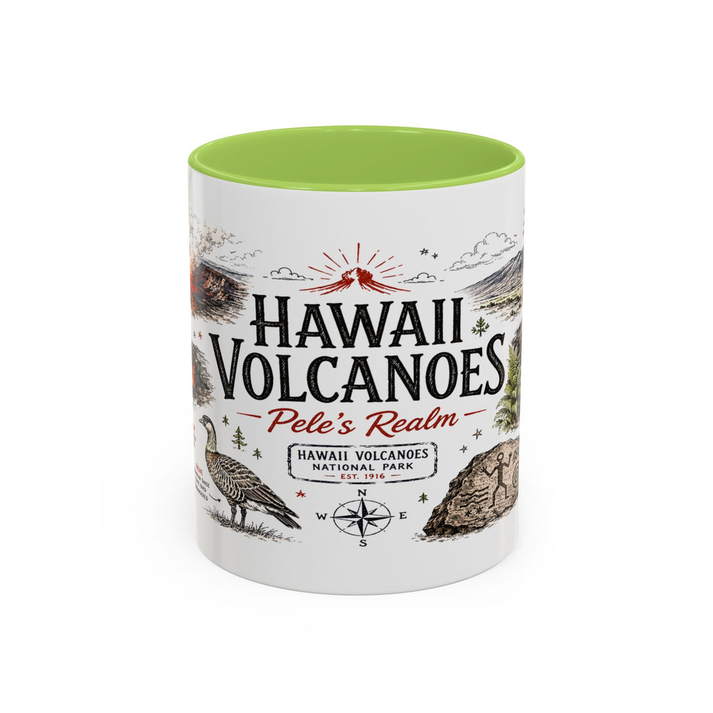 Hawaii Volcanoes National Park Coffee Mug | Hawaii Big Island Lava Volcano Gift | Accent Color Ceramic 11oz 15oz