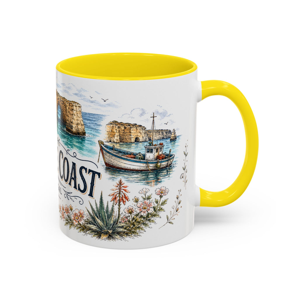 Algarve Coast Mug, Portugal Travel Souvenir, Bucket List Gift, Accent Ceramic Coffee Mug 11oz 15oz