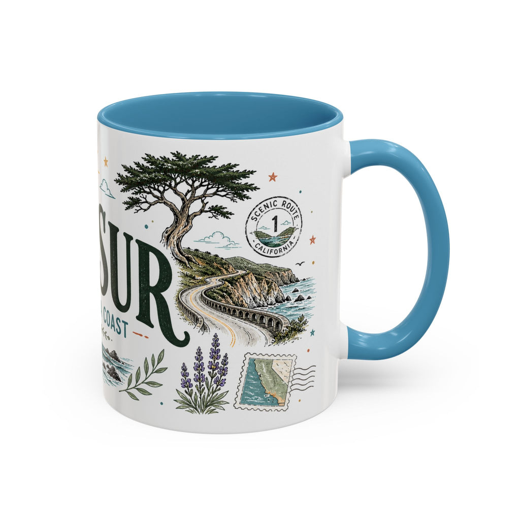 Big Sur Coffee Mug | Travel Destination Souvenir Gift | Accent Color Ceramic 11oz 15oz