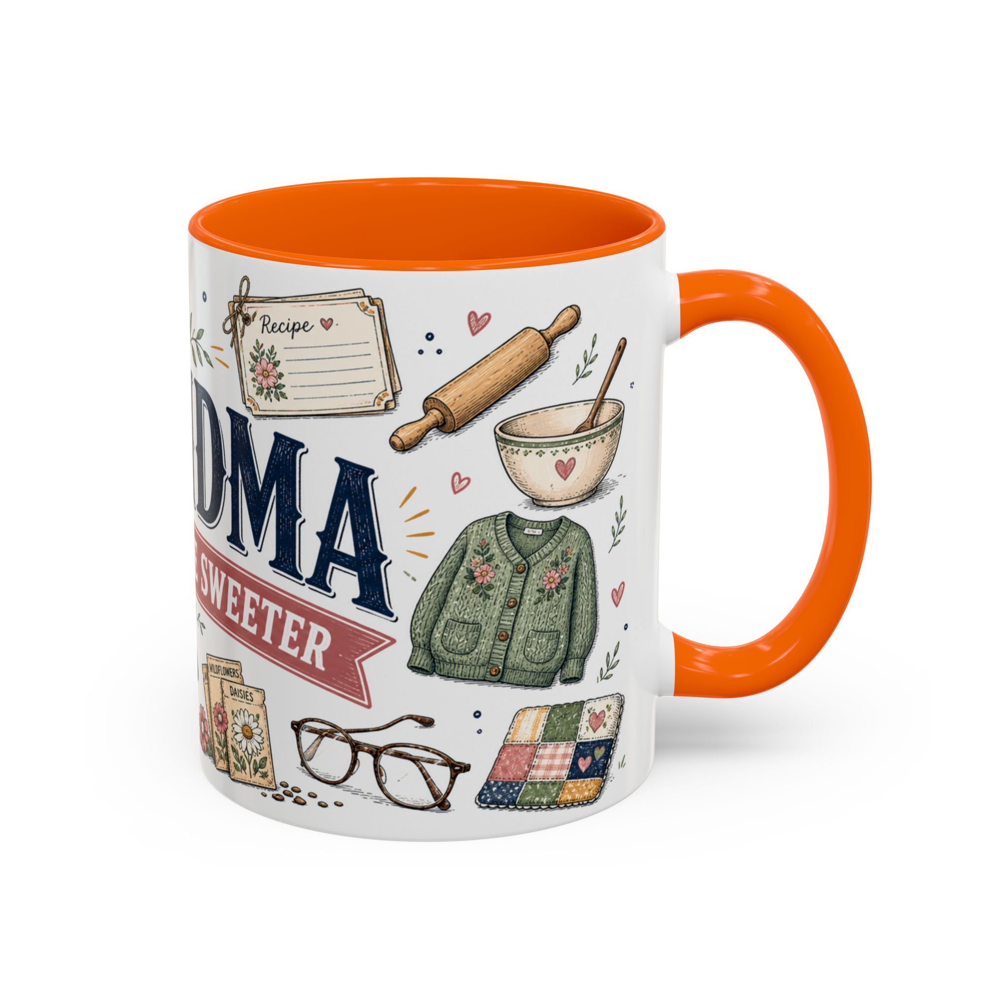 Grandma Makes Life Sweeter Coffee Mug | Gift From Grandkids | Accent Color Ceramic 11oz 15oz