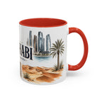Abu Dhabi Coffee Mug | United Arab Emirates Travel Souvenir | Vintage Illustrated City Gift | 11 oz 15 oz Accent Mug