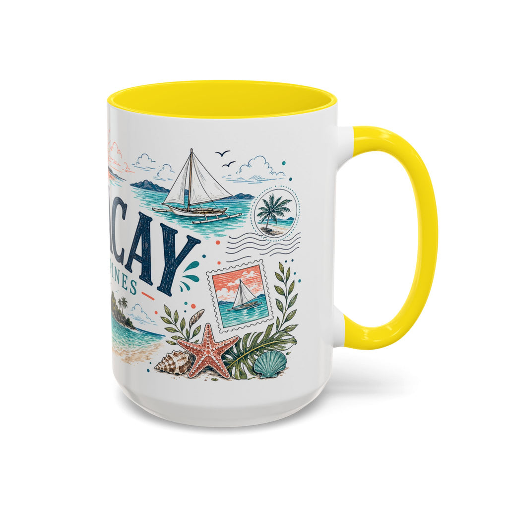 Boracay Coffee Mug | Travel Destination Souvenir Gift | Accent Color Ceramic 11oz 15oz