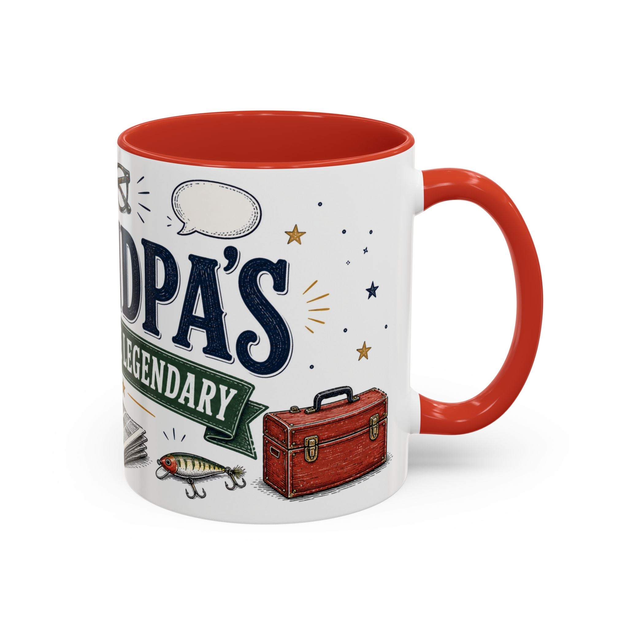 Grandpa's Jokes Are Legendary Coffee Mug | Funny Gift From Grandkids | Accent Ceramic 11oz 15oz
