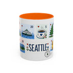 Seattle Coffee Mug | Postage Stamp Collage Mug | Travel Souvenir Accent Cup 11oz 15oz