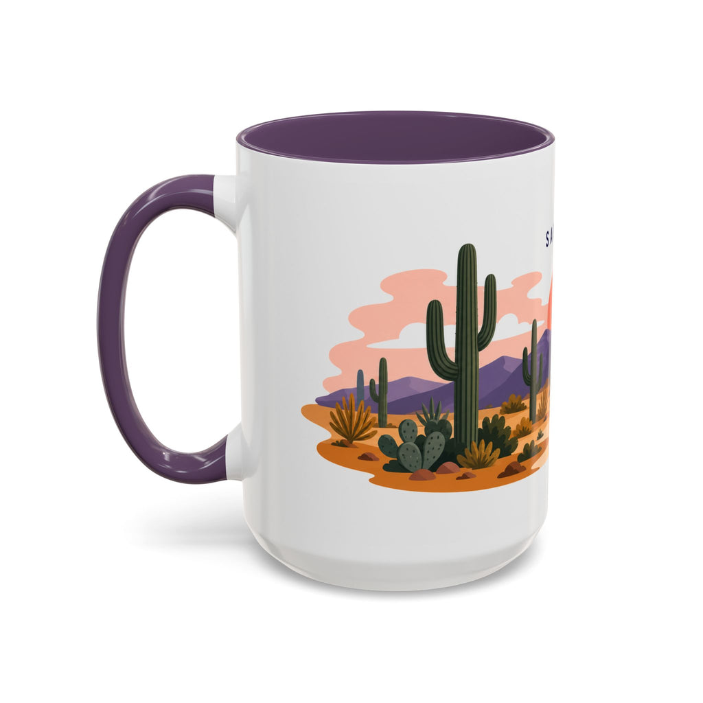 Saguaro National Park Coffee Mug | Solid Color Block Park Souvenir | 11oz 15oz Accent Mug