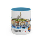 Marseille Illustrated Travel Mug | City Souvenir Accent Coffee Mug | 11oz 15oz Ceramic Cup