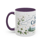 North Carolina State Map Mug | Moving Away, Homesick Gift | Botanical Accent Coffee Cup
