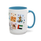 Dubai Coffee Mug | Postage Stamp Collage Mug | Travel Souvenir Accent Cup 11oz 15oz