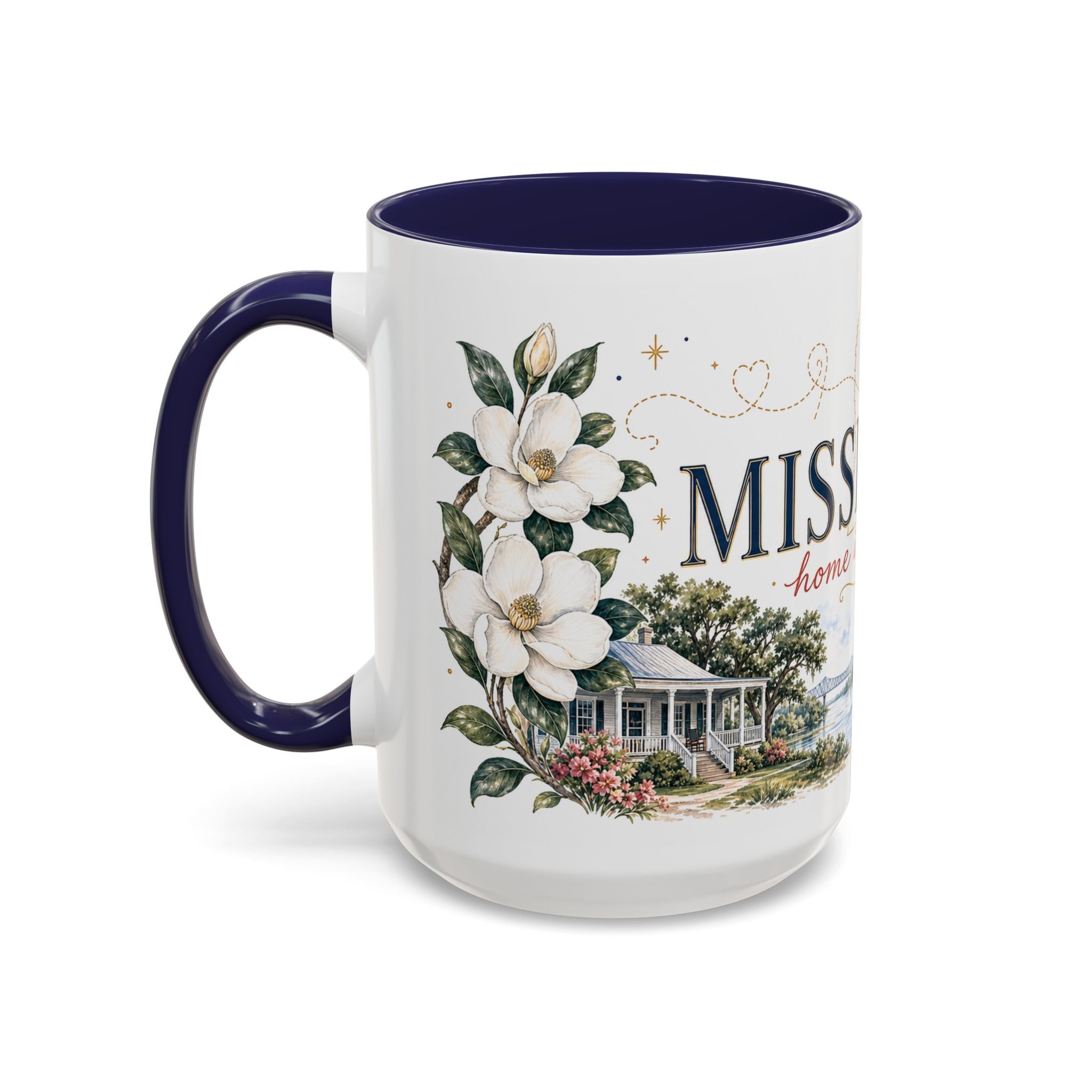 Mississippi State Map Mug | Moving Away, Homesick Gift | Botanical Accent Coffee Cup