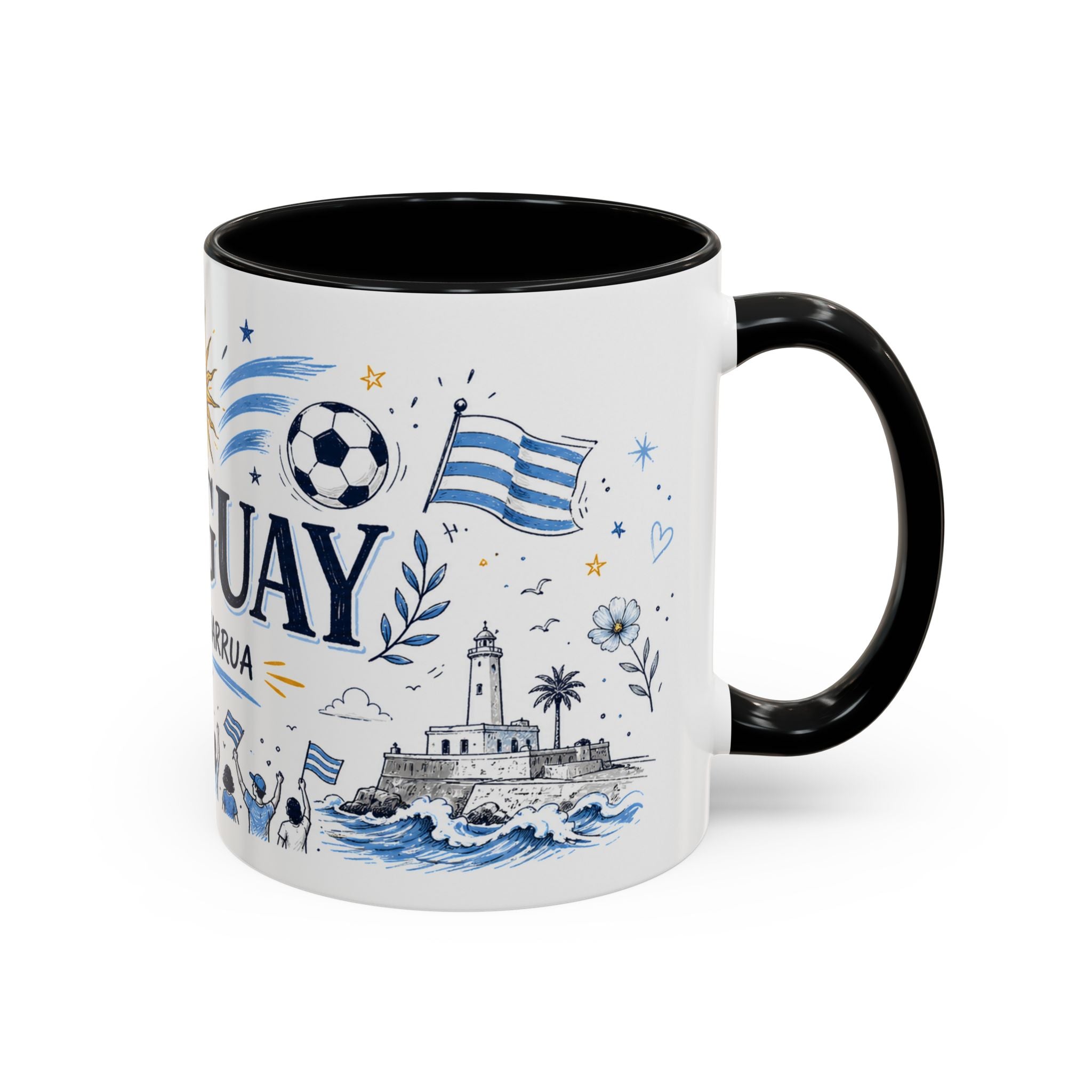 Uruguay Soccer Coffee Mug | World Cup Fan Gift | Accent Color Ceramic 11oz 15oz Match Day Cup