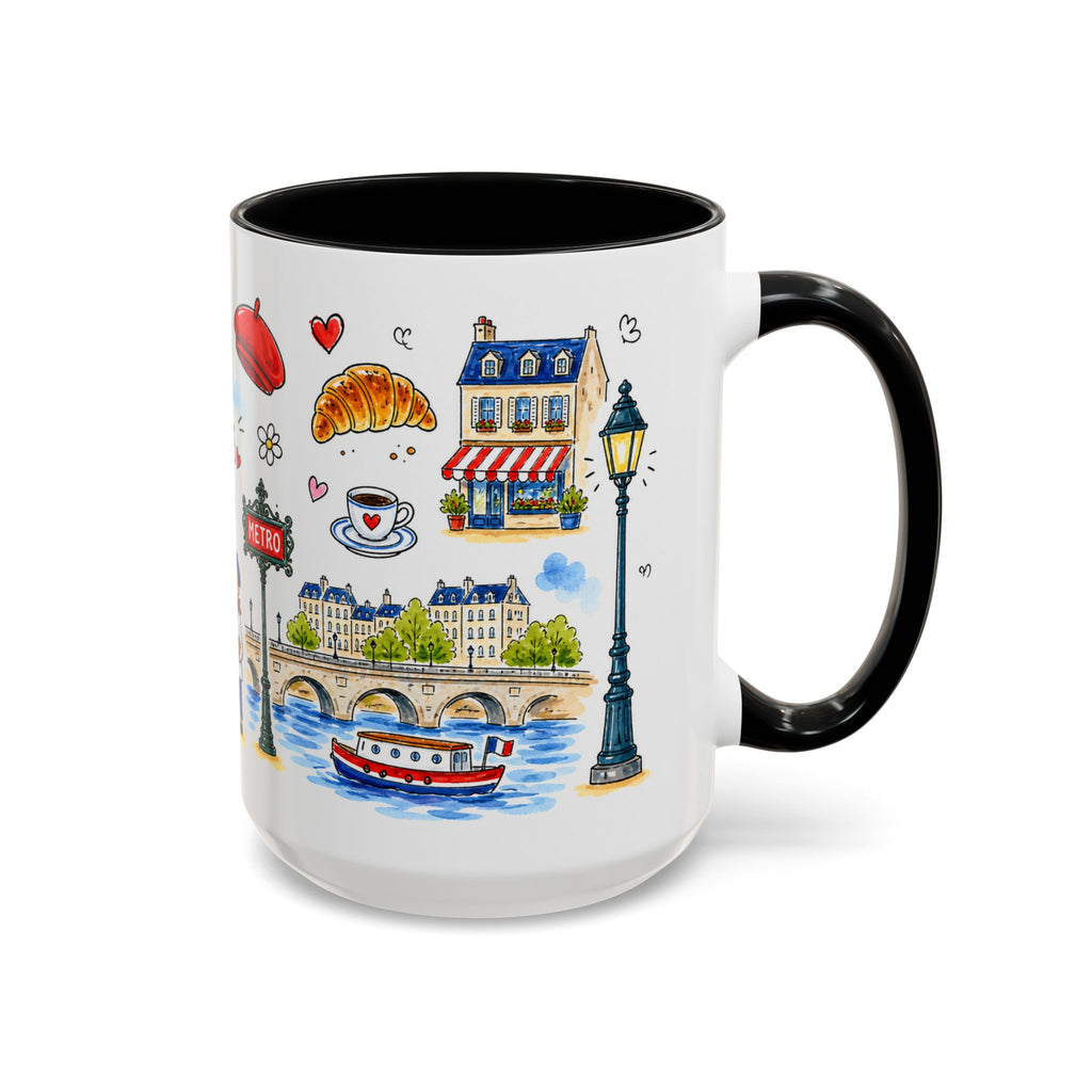 Paris Travel Mug | European City Souvenir Accent Coffee Mug | 11oz 15oz Ceramic Cup