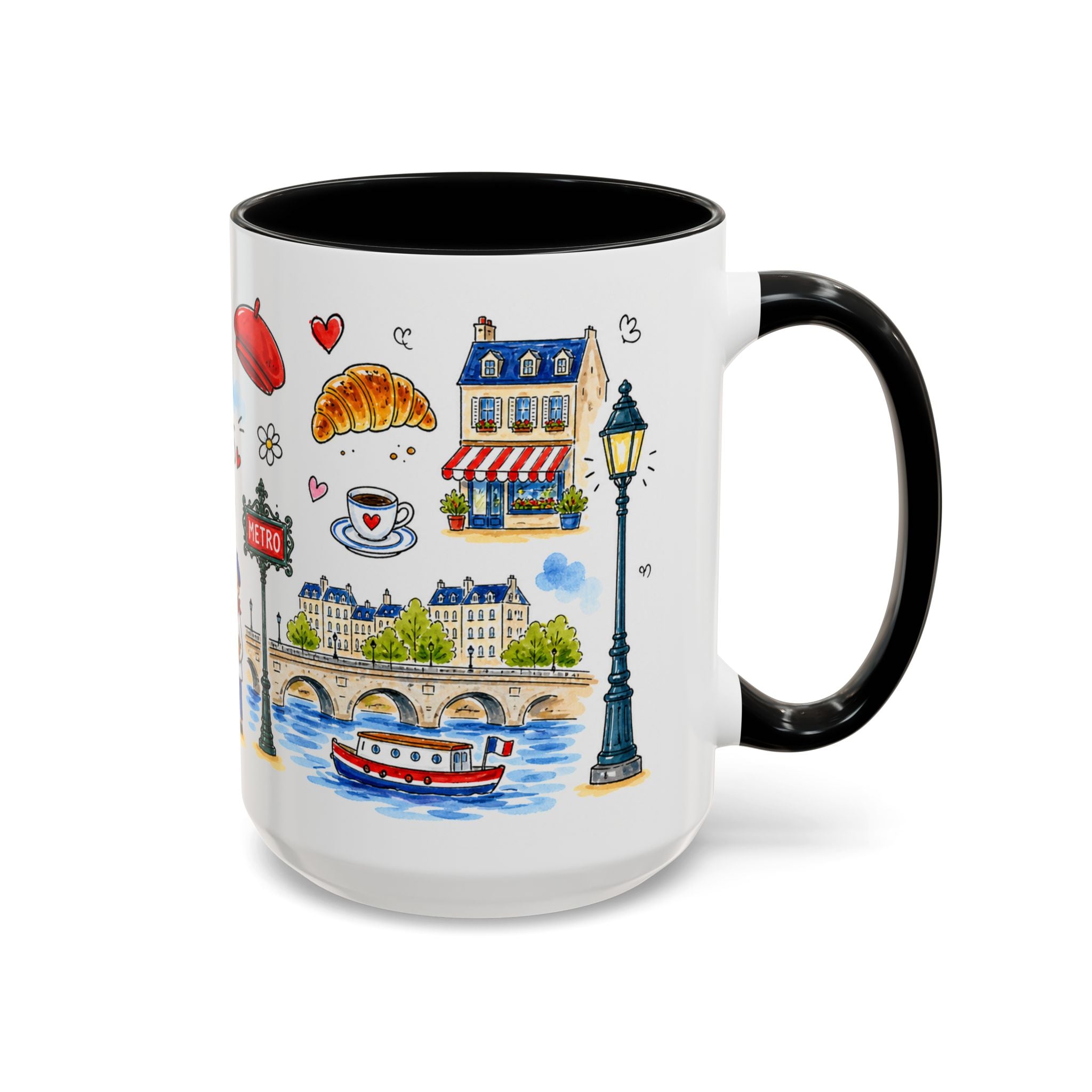 Paris Travel Mug | European City Souvenir Accent Coffee Mug | 11oz 15oz Ceramic Cup