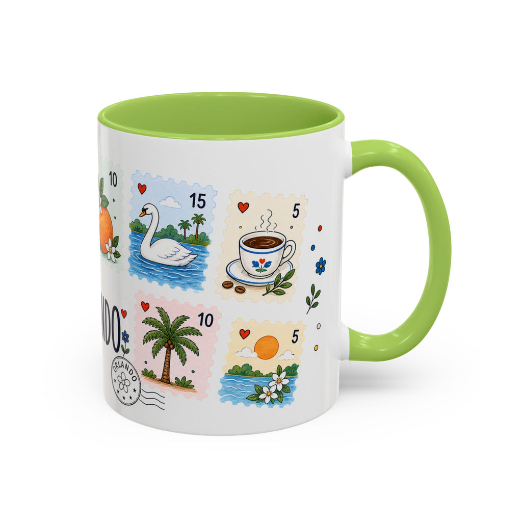 Orlando Coffee Mug | Postage Stamp Collage Mug | Travel Souvenir Accent Cup 11oz 15oz