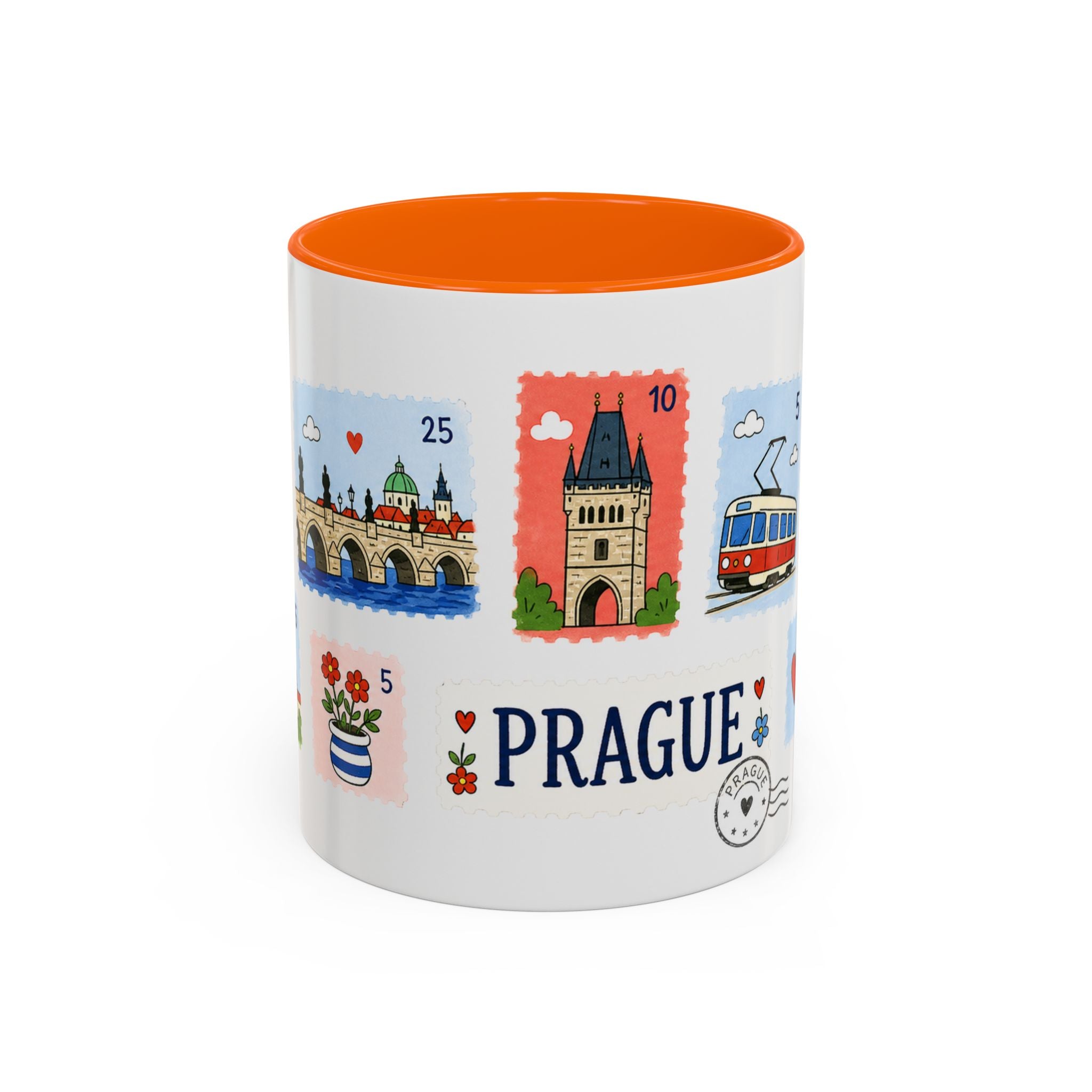 Prague Coffee Mug | Postage Stamp Collage Mug | Travel Souvenir Accent Cup 11oz 15oz