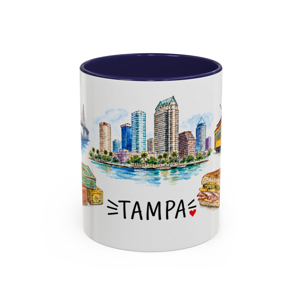 Tampa Illustrated Travel Mug | City Souvenir Accent Coffee Mug | 11oz 15oz Ceramic Cup