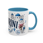 Santorini Coffee Mug | Travel Destination Souvenir Gift | Accent Color Ceramic 11oz 15oz