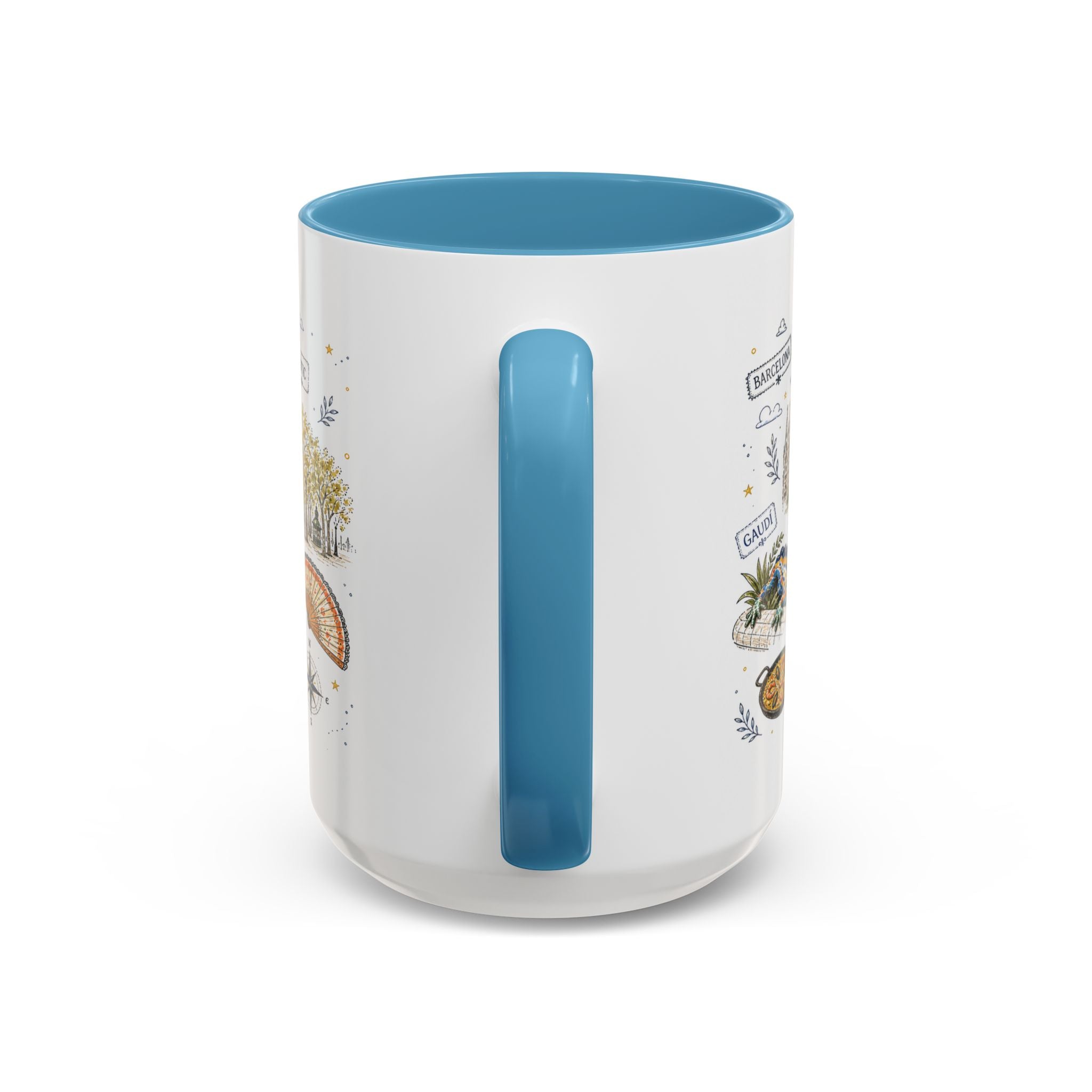 Barcelona Coffee Mug | Spain Souvenir Travel Gift | Accent Color Ceramic 11oz 15oz