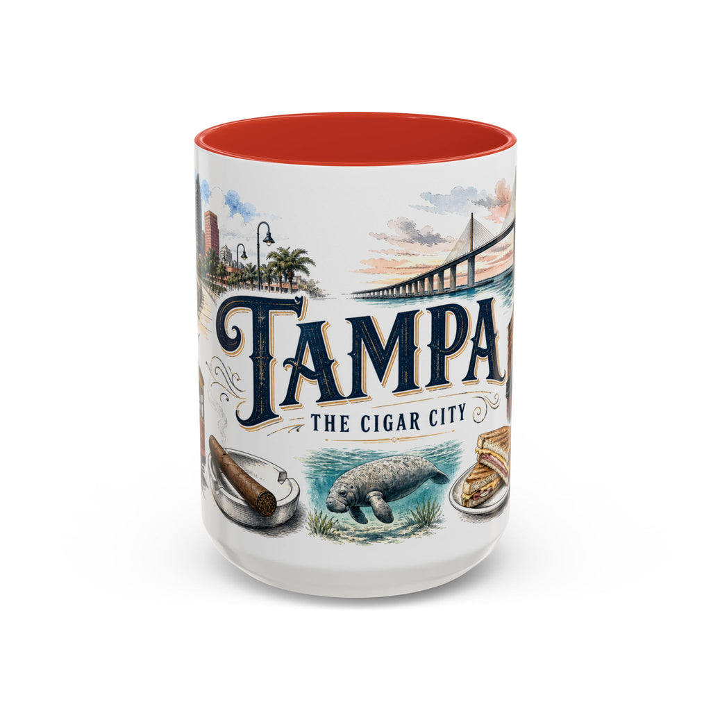 Tampa Coffee Mug | United States Travel Souvenir | Vintage Illustrated City Gift | 11 oz 15 oz Accent Mug