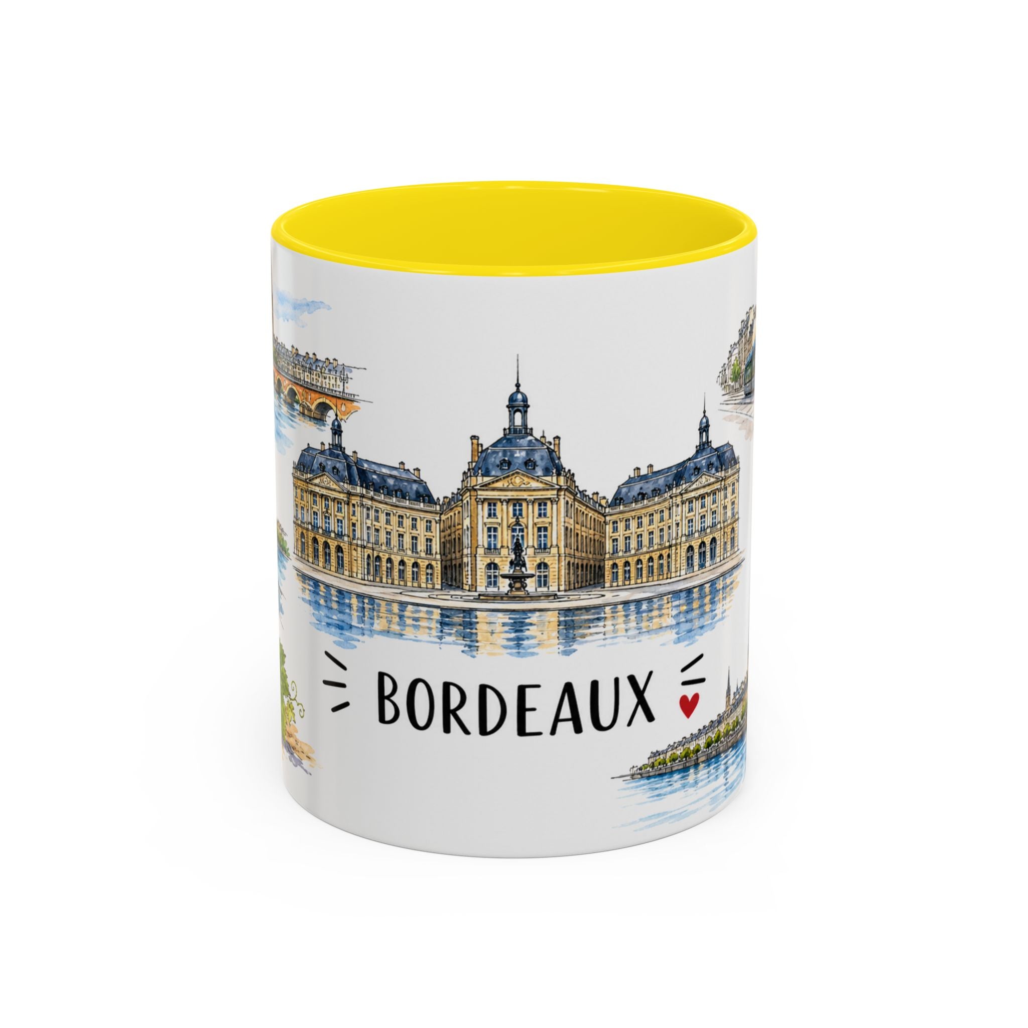 Bordeaux Illustrated Travel Mug | City Souvenir Accent Coffee Mug | 11oz 15oz Ceramic Cup