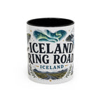 Iceland Ring Road Coffee Mug | Travel Destination Souvenir Gift | Accent Color Ceramic 11oz 15oz