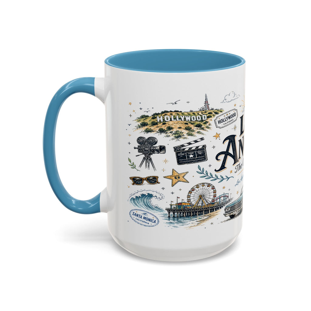 Los Angeles Coffee Mug | California Souvenir City Gift | Accent Color Ceramic 11oz 15oz