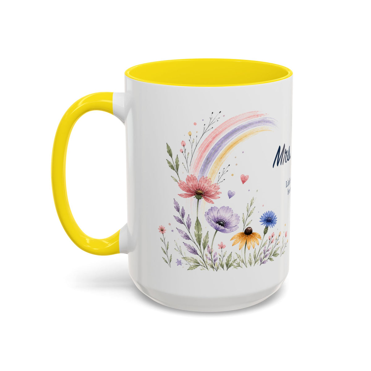 Personalized Kindergarten Teacher Mug | Custom Name Wildflower Rainbow Cup | Back to School Gift