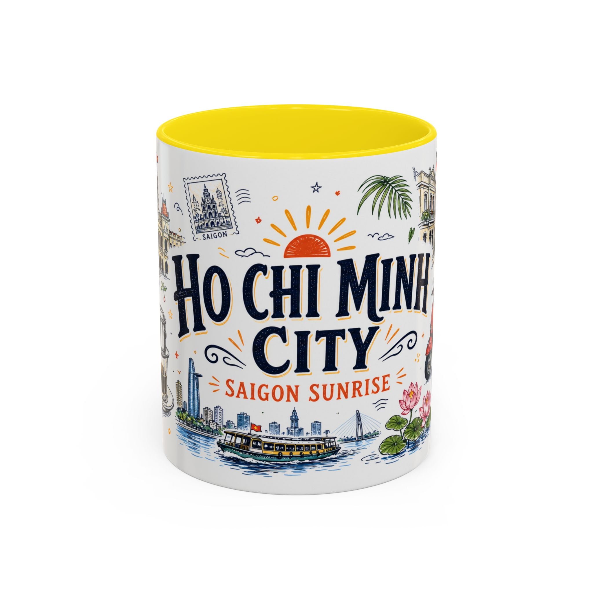 Ho Chi Minh City Coffee Mug | Vietnam Souvenir Travel Gift | Accent Color Ceramic 11oz 15oz