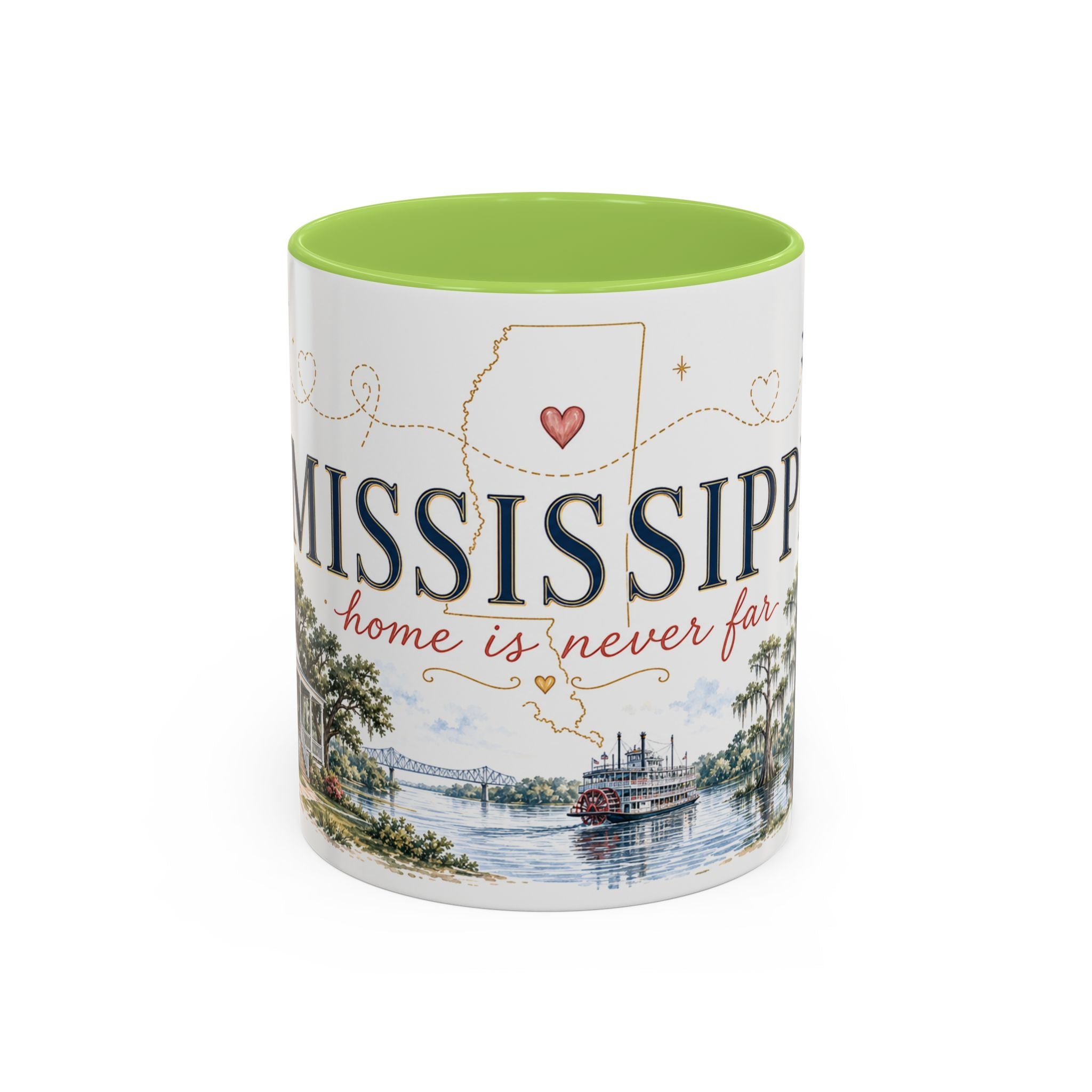 Mississippi State Map Mug | Moving Away, Homesick Gift | Botanical Accent Coffee Cup