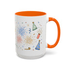 New Year Mug | Midnight Clock Toast Watercolor Celebration Gift | Accent Cup 11oz 15oz