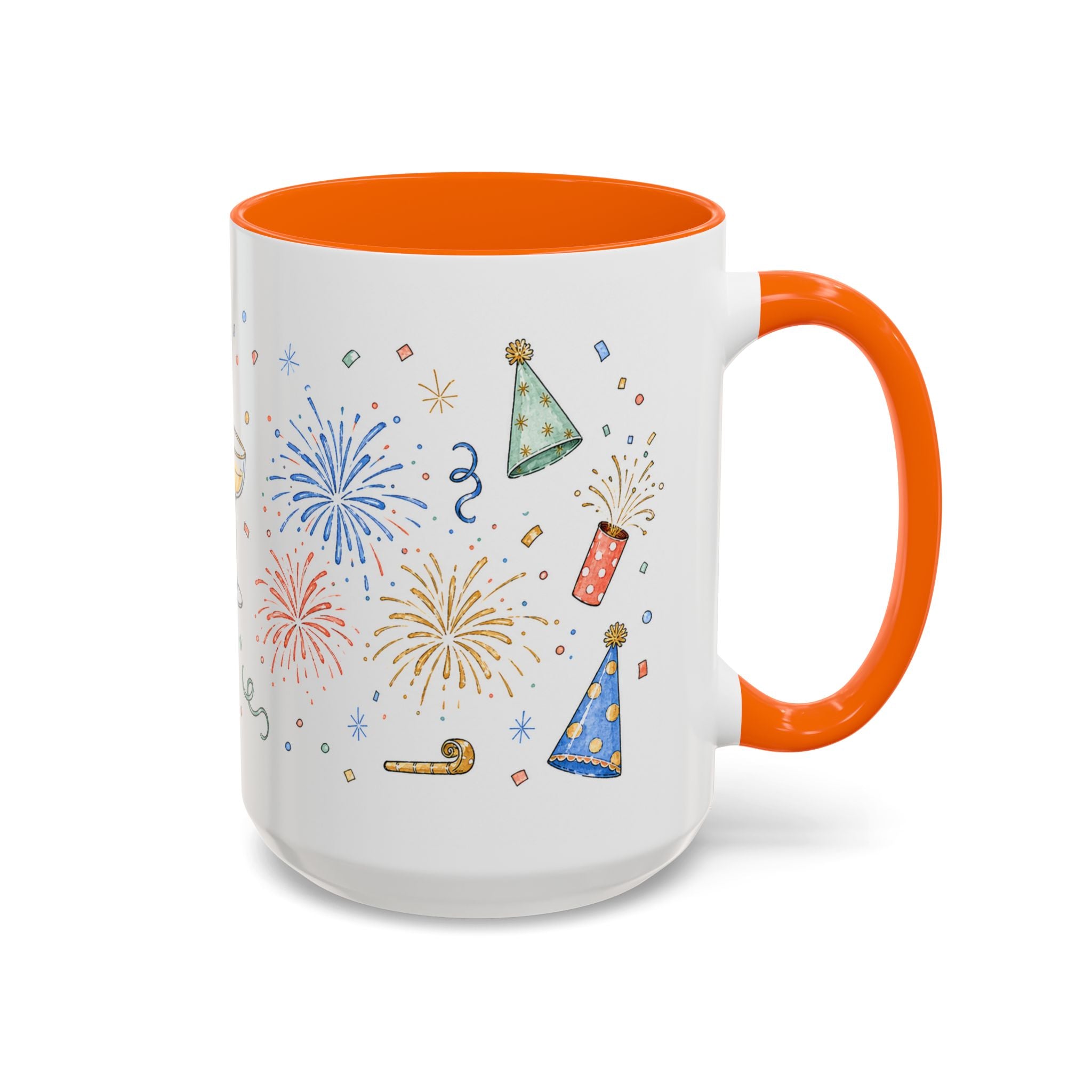 New Year Mug | Midnight Clock Toast Watercolor Celebration Gift | Accent Cup 11oz 15oz