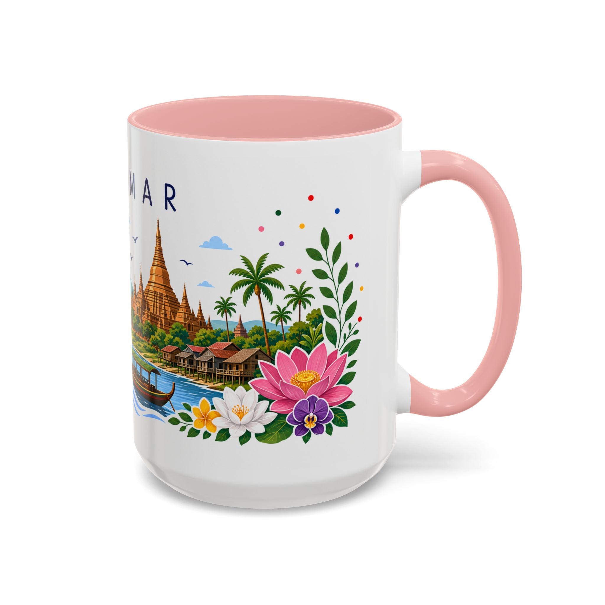 Myanmar Coffee Mug | Travel Souvenir Accent Mug | Place Gift Ceramic Cup 11oz 15oz