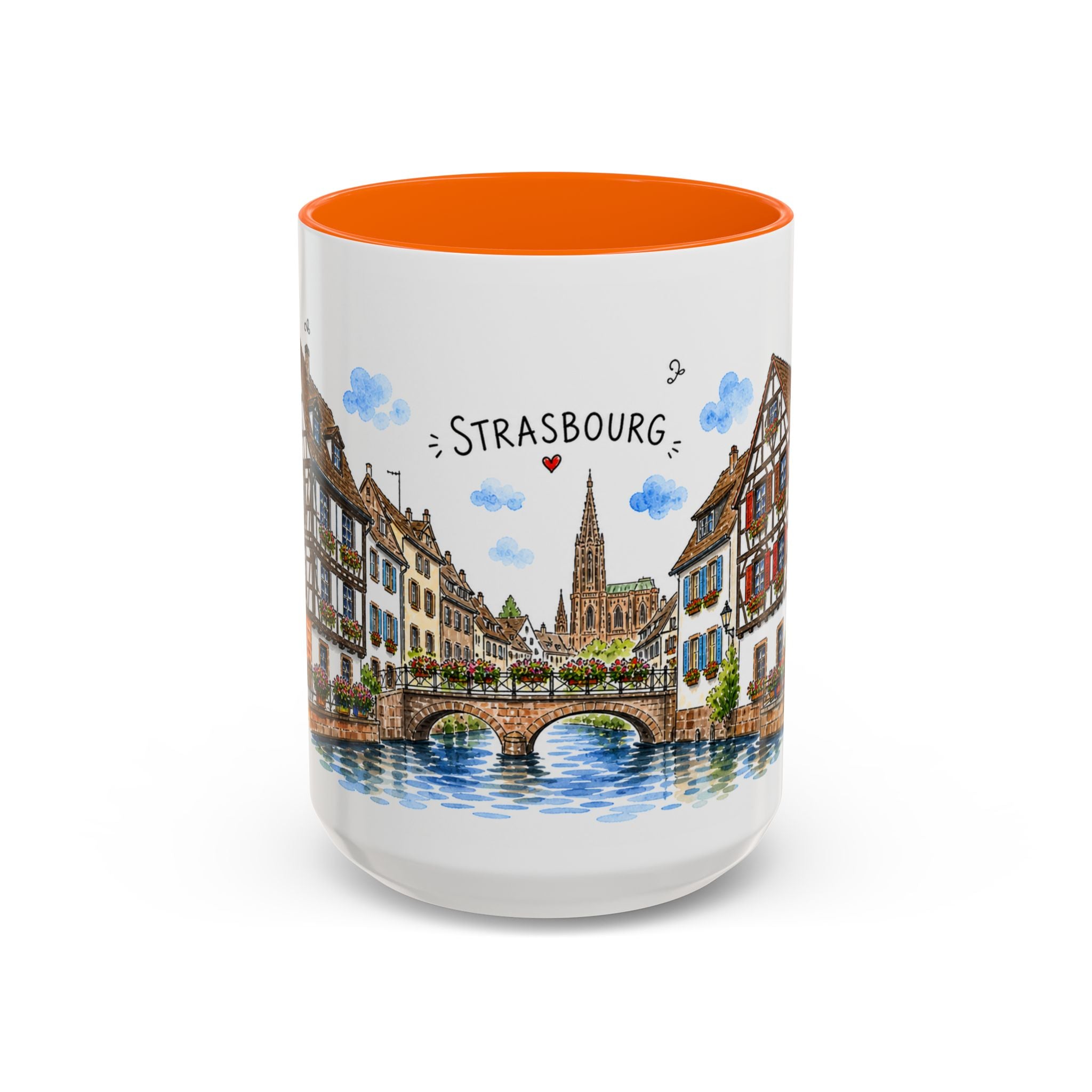 Strasbourg Illustrated Travel Mug | France Souvenir Accent Coffee Mug | 11oz 15oz Ceramic Cup