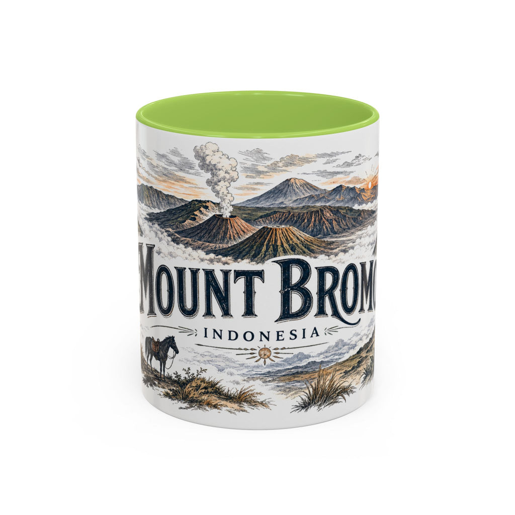 Mount Bromo Mug, Indonesia Travel Souvenir, Bucket List Gift, Accent Ceramic Coffee Mug 11oz 15oz