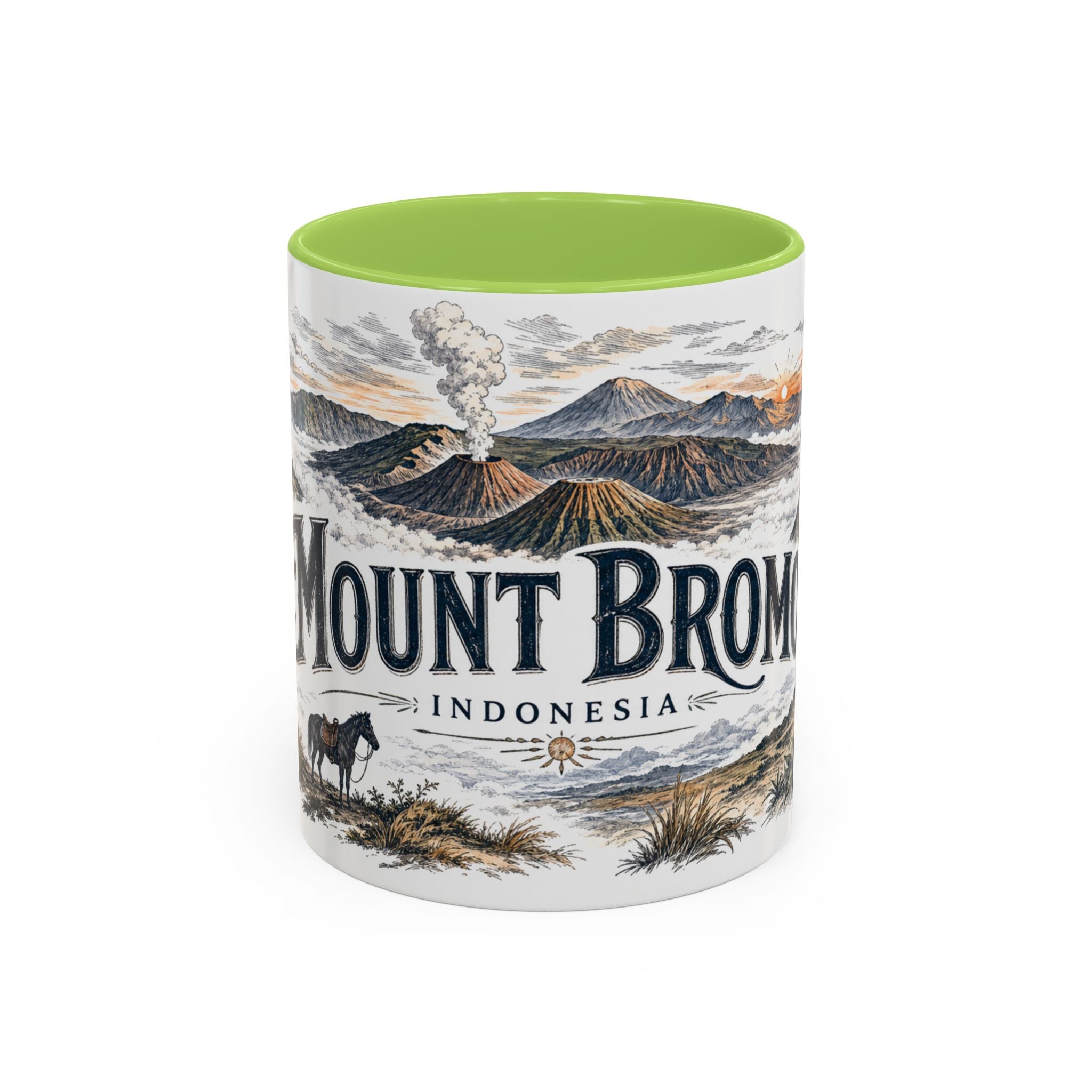 Mount Bromo Mug, Indonesia Travel Souvenir, Bucket List Gift, Accent Ceramic Coffee Mug 11oz 15oz