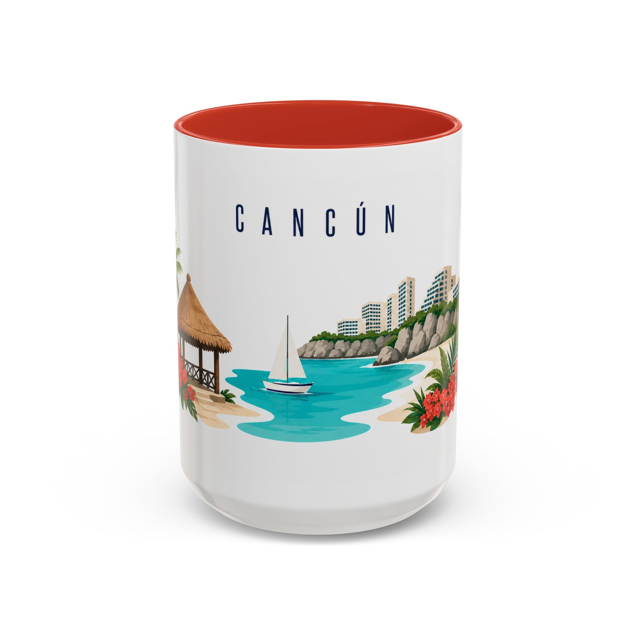 Cancún Coffee Mug | Mexico Travel Souvenir | Porcelain Decal City Gift | 11oz 15oz Accent Mug
