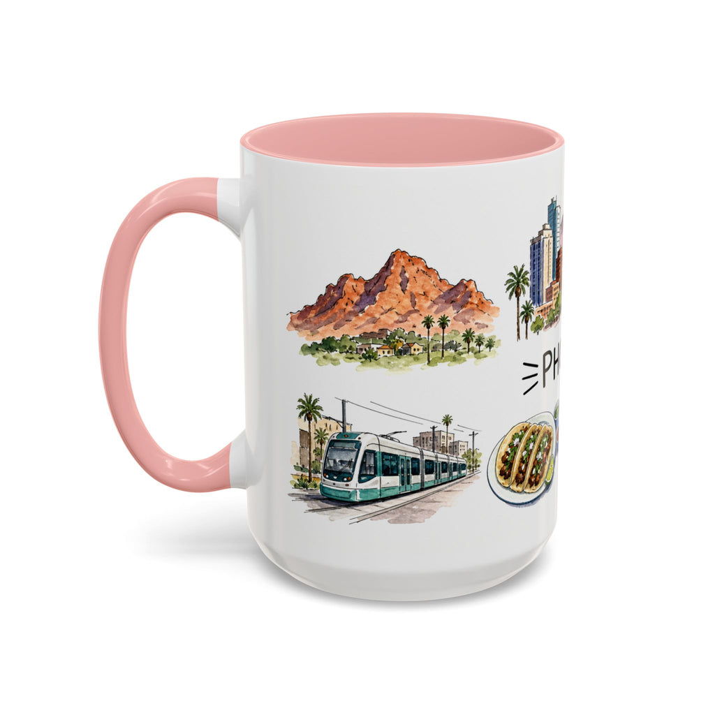 Phoenix Illustrated Travel Mug | City Souvenir Accent Coffee Mug | 11oz 15oz Ceramic Cup
