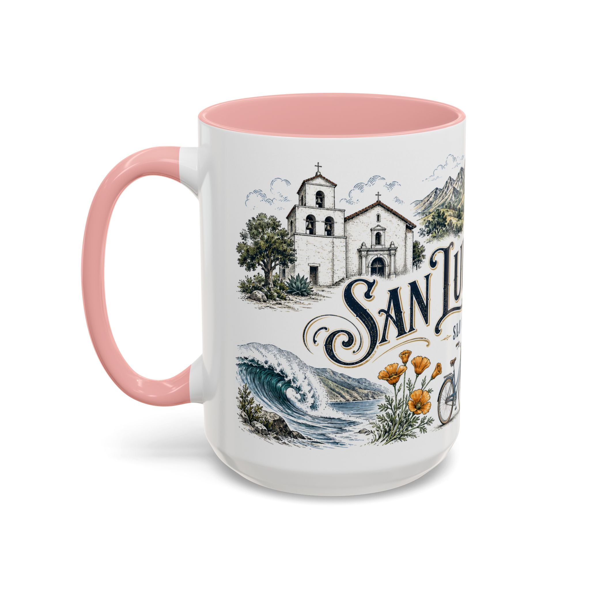 San Luis Obispo Coffee Mug | United States Travel Souvenir | Vintage Illustrated City Gift | 11 oz 15 oz Accent Mug