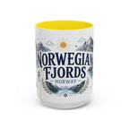 Norwegian Fjords Coffee Mug | Travel Destination Souvenir Gift | Accent Color Ceramic 11oz 15oz