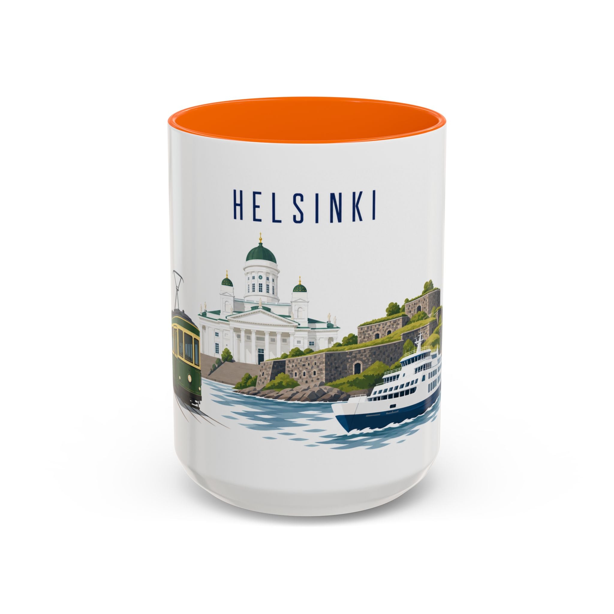 Helsinki Coffee Mug | Finland Travel Souvenir | Porcelain Decal City Gift | 11oz 15oz Accent Mug