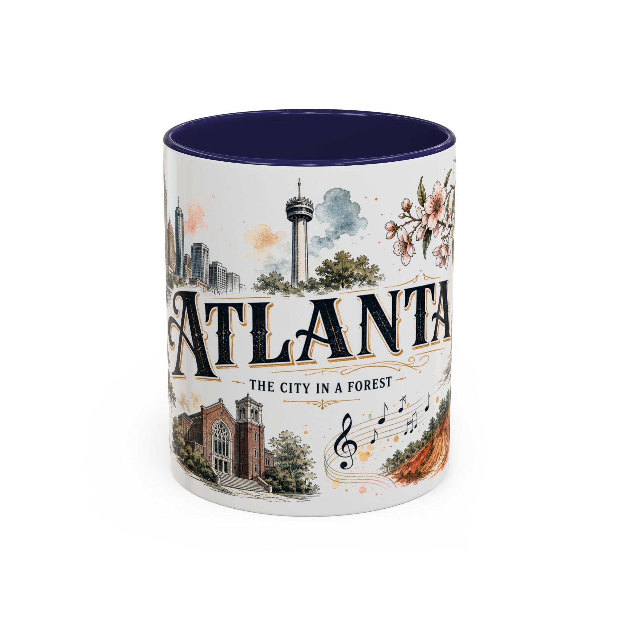 Atlanta Coffee Mug | United States Travel Souvenir | Vintage Illustrated City Gift | 11 oz 15 oz Accent Mug