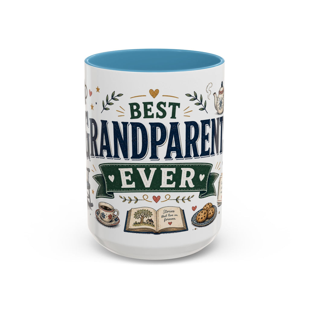 Best Grandparents Ever Coffee Mug | Gift From Grandkids | Accent Color Ceramic 11oz 15oz