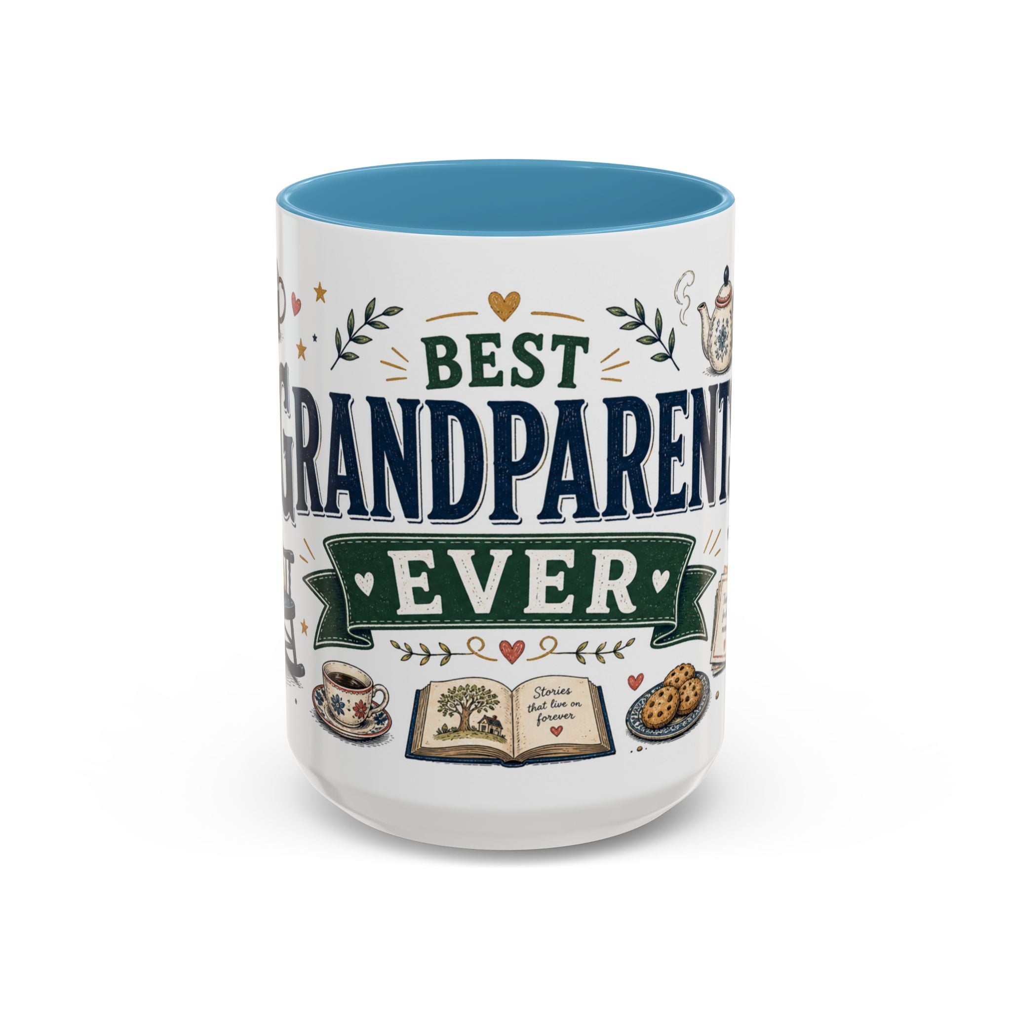 Best Grandparents Ever Coffee Mug | Gift From Grandkids | Accent Color Ceramic 11oz 15oz