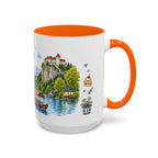 Bled Illustrated Travel Mug | Slovenia Souvenir Accent Coffee Mug | 11oz 15oz Ceramic Cup