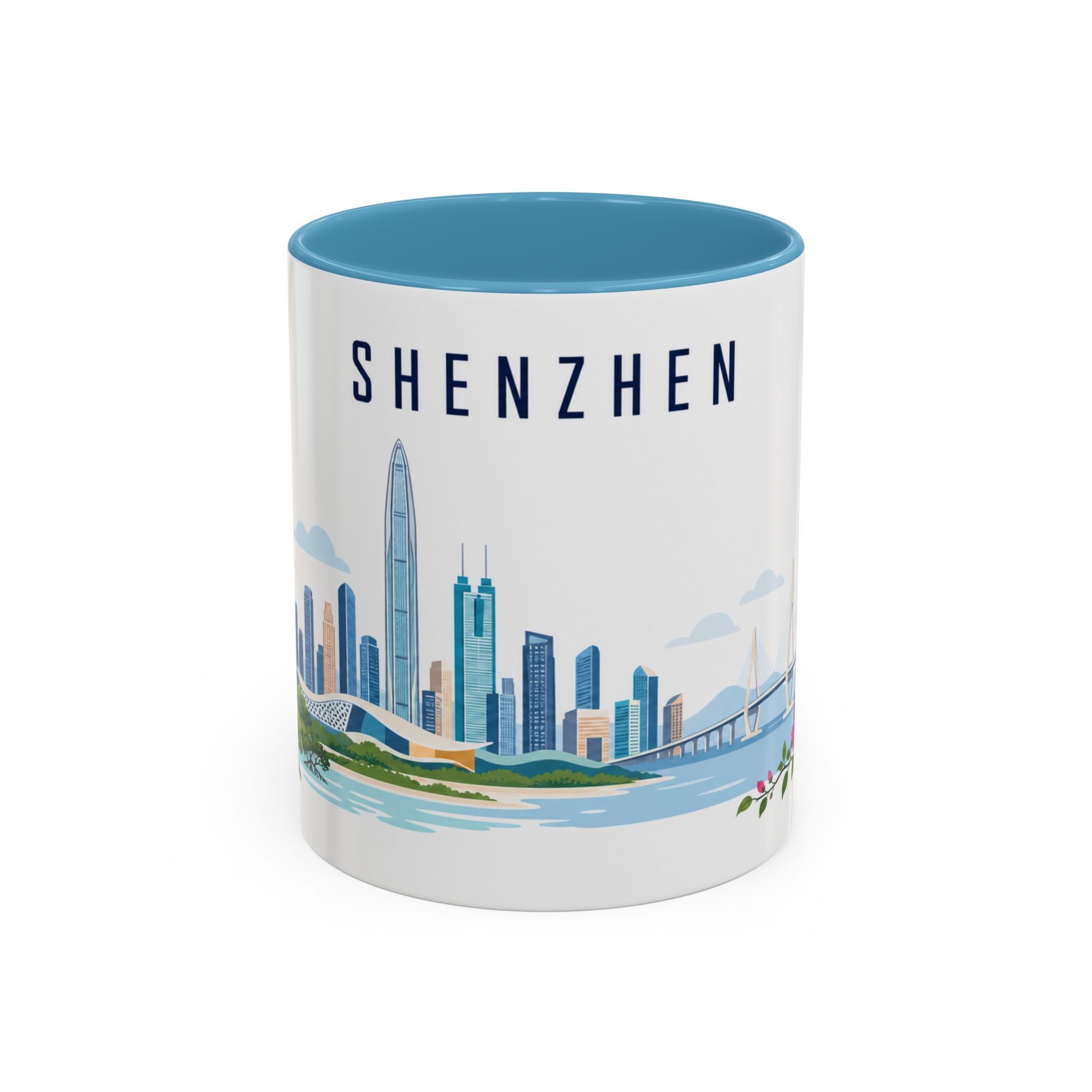 Shenzhen Coffee Mug | China Travel Souvenir | Porcelain Decal City Gift | 11oz 15oz Accent Mug
