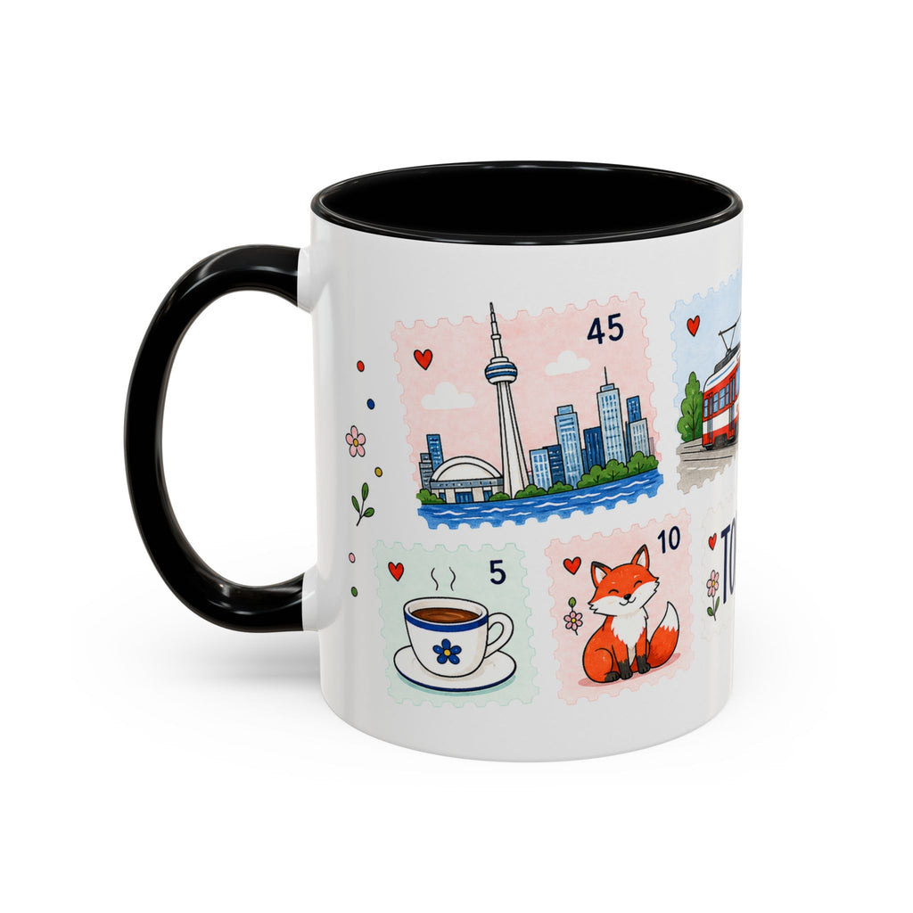 Toronto Coffee Mug | Postage Stamp Collage Mug | Travel Souvenir Accent Cup 11oz 15oz
