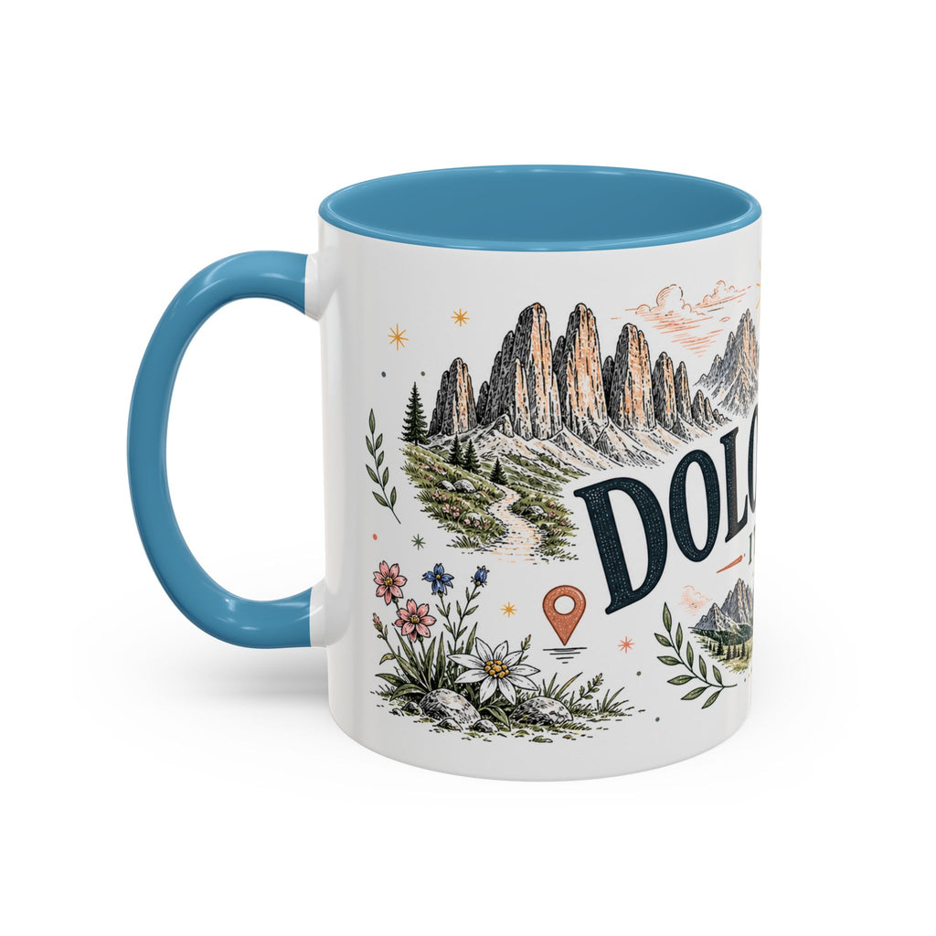 Dolomites Coffee Mug | Travel Destination Souvenir Gift | Accent Color Ceramic 11oz 15oz