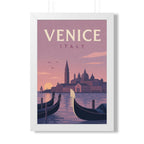 Venice Italy Framed Poster | Vintage Travel Wall Art | Black Walnut White Frame | 16x24 20x30