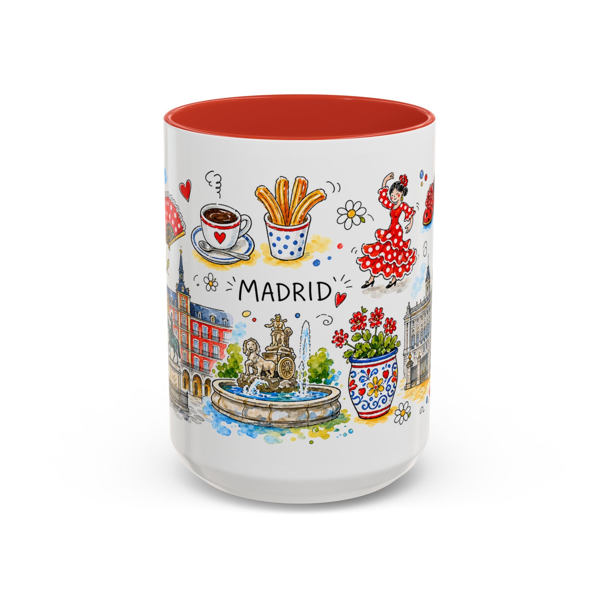 Madrid Travel Mug | European City Souvenir Accent Coffee Mug | 11oz 15oz Ceramic Cup