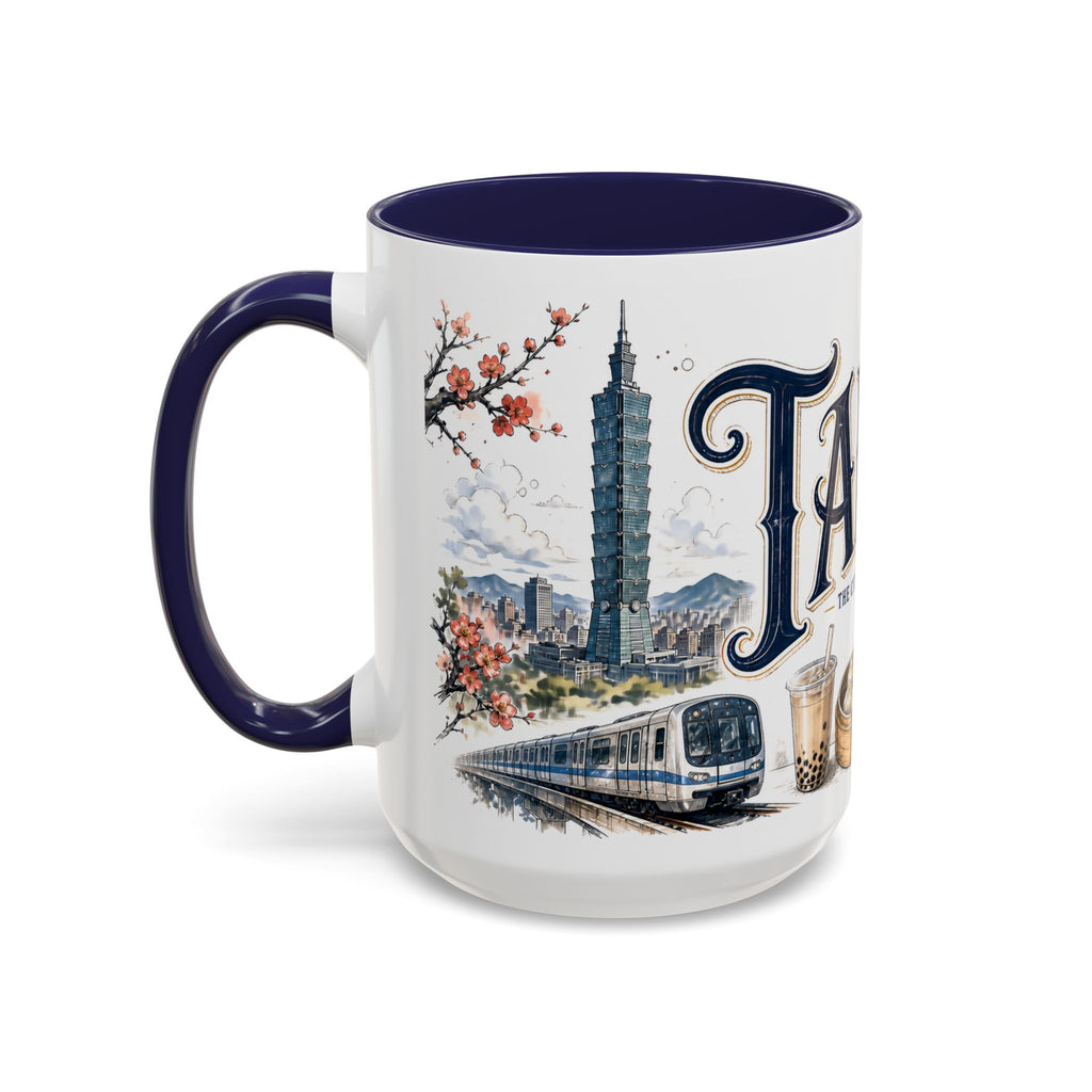 Taipei Coffee Mug | Taiwan Travel Souvenir | Vintage Illustrated City Gift | 11 oz 15 oz Accent Mug
