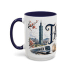 Taipei Coffee Mug | Taiwan Travel Souvenir | Vintage Illustrated City Gift | 11 oz 15 oz Accent Mug